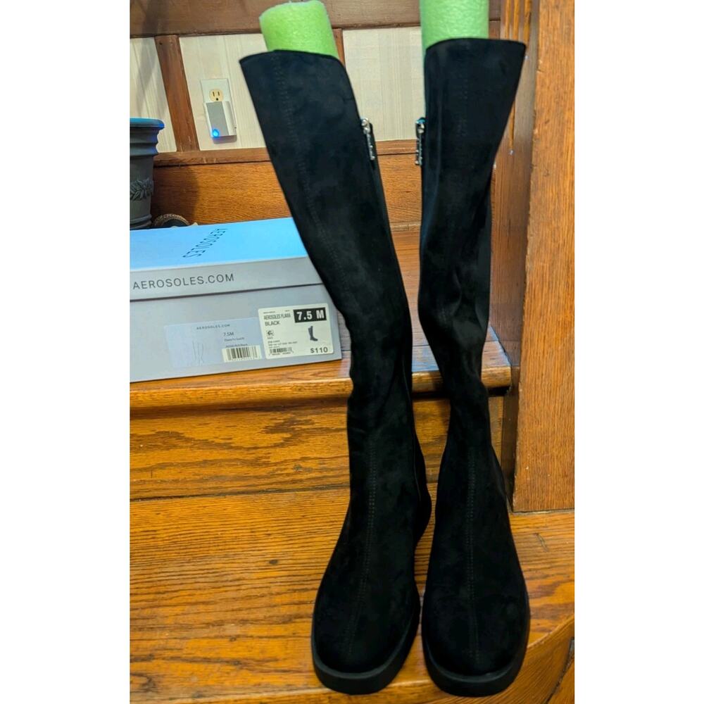 NWT Aerosoles Flavia Tall Riding Boots Women's 7.5M Black Box $110 - Picture 2 of 11